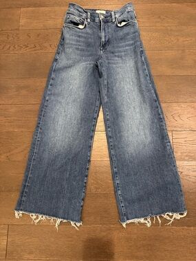 Frame Le slim Palozza Wide Leg Jeans in mid wash denim, size 27